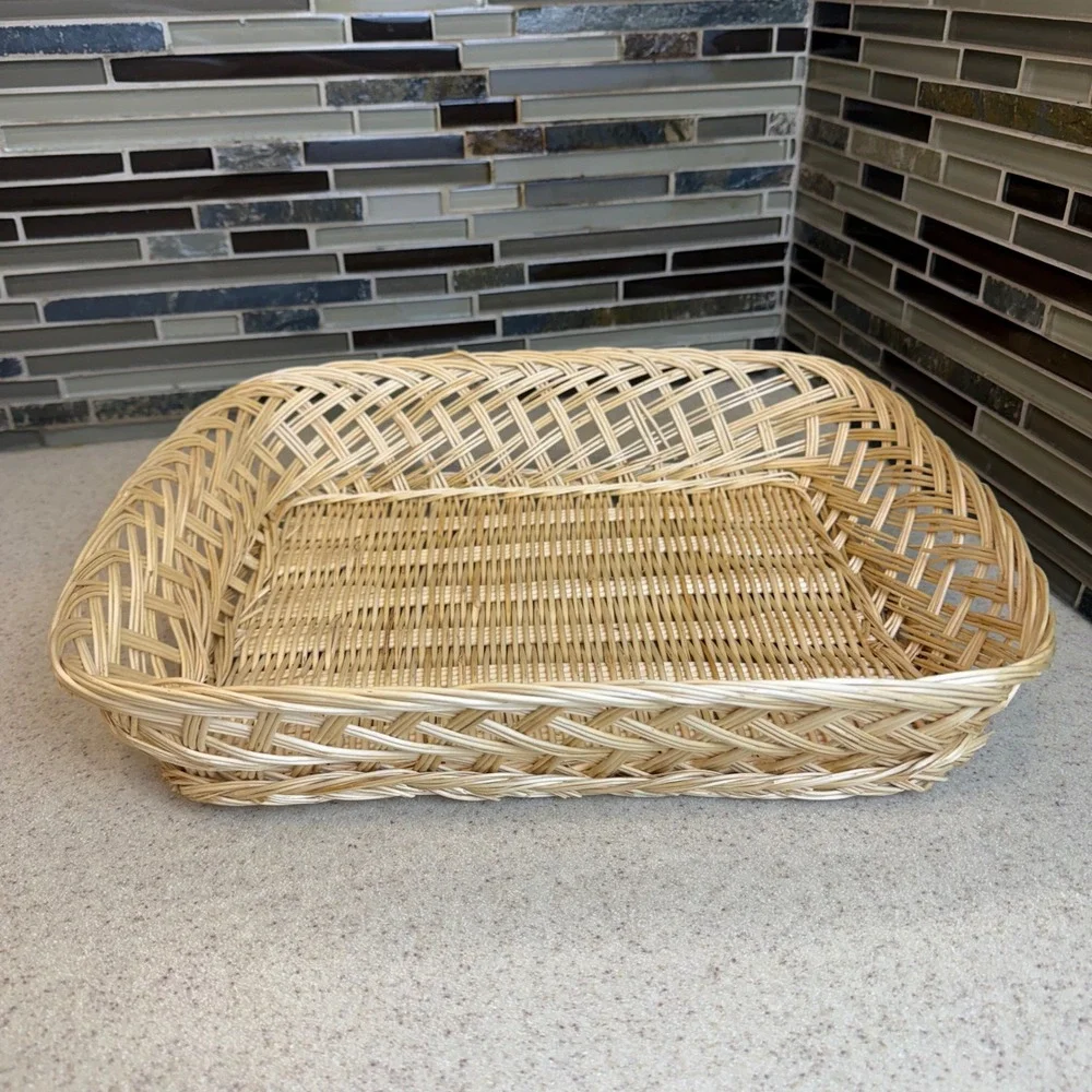 Vintage Corning Ware A-21 Pastel Bouquet Lasagna Roaster 12x10 w/ Wicker Basket
